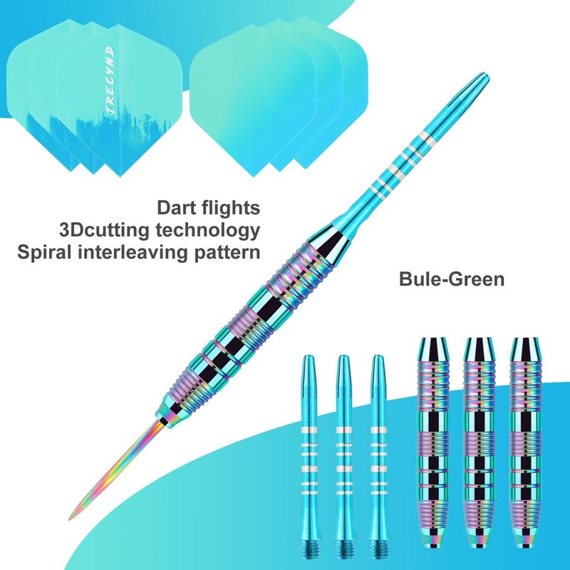 Trecynd Darts Metal Tip Set 3 Aluminum Shaft Metal Dart Set Professional Darts Steel Tip Sets + Extra Dart Flights 3 Replace Plastic Shafts Beginner or Professional Darts 22g - Image 3